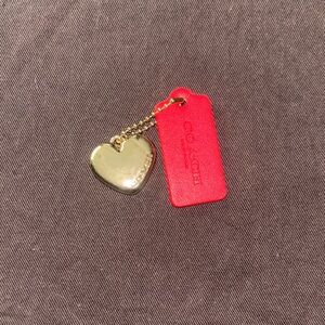 Coach Charm and Hangtag  Gold Heart with Red  Keychain